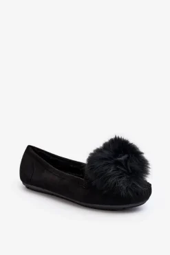 Loafersy Damskie|Kapcie Klasyczne>Boto Damskie Mokasyny Z Futerkiem Czarne Novas
