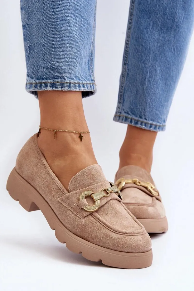 Mokasyny Na Platformie|Mokasyny Damskie Zamszowe>Boto Damskie Mokasyny Z Ozdobą Beżowe Railenes
