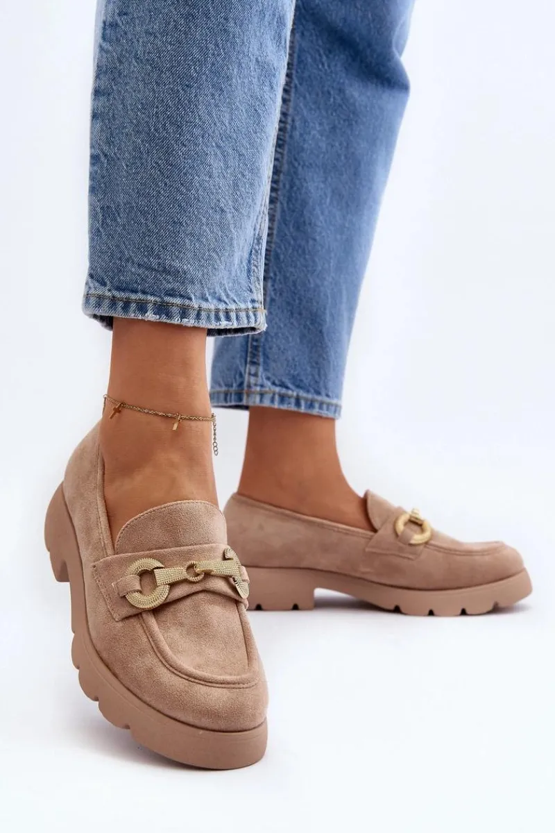 Mokasyny Na Platformie|Mokasyny Damskie Zamszowe>Boto Damskie Mokasyny Z Ozdobą Beżowe Railenes