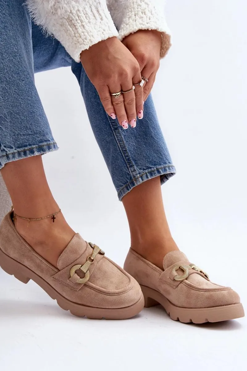 Mokasyny Na Platformie|Mokasyny Damskie Zamszowe>Boto Damskie Mokasyny Z Ozdobą Beżowe Railenes
