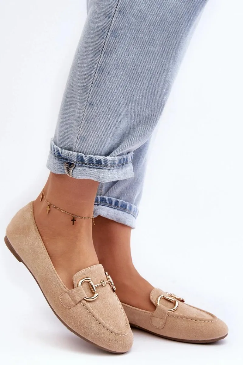Clearance Damskie Mokasyny Z Ozdobą Ekozamsz Beżowe Winalita Damskie Loafersy Damskie|Mokasyny Damskie Zamszowe