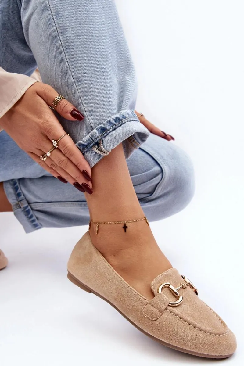 Clearance Damskie Mokasyny Z Ozdobą Ekozamsz Beżowe Winalita Damskie Loafersy Damskie|Mokasyny Damskie Zamszowe