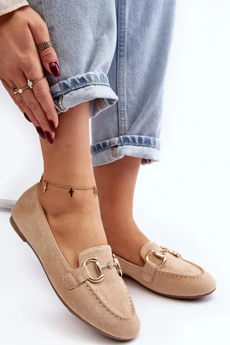 Clearance Damskie Mokasyny Z Ozdobą Ekozamsz Beżowe Winalita Damskie Loafersy Damskie|Mokasyny Damskie Zamszowe