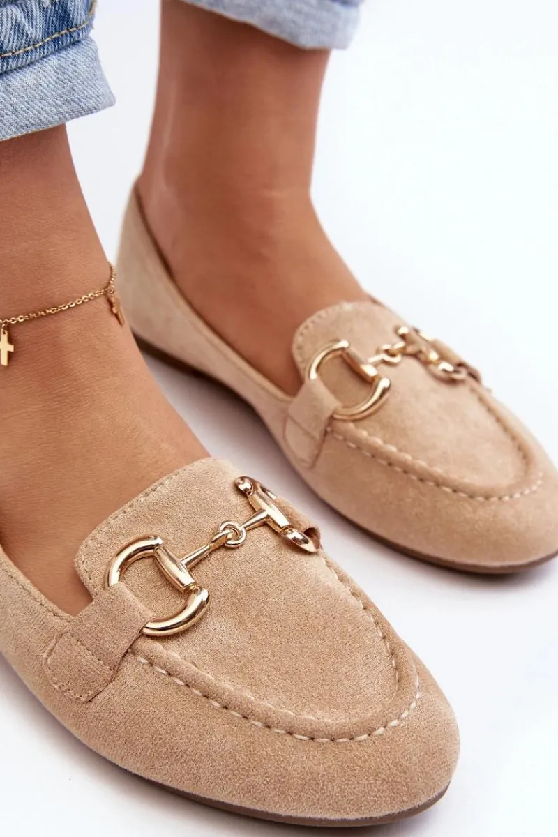 Clearance Damskie Mokasyny Z Ozdobą Ekozamsz Beżowe Winalita Damskie Loafersy Damskie|Mokasyny Damskie Zamszowe