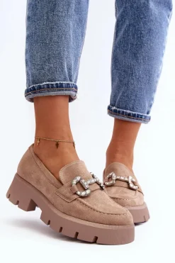 Mokasyny Na Platformie|Mokasyny Damskie Zamszowe><noscript><img width=