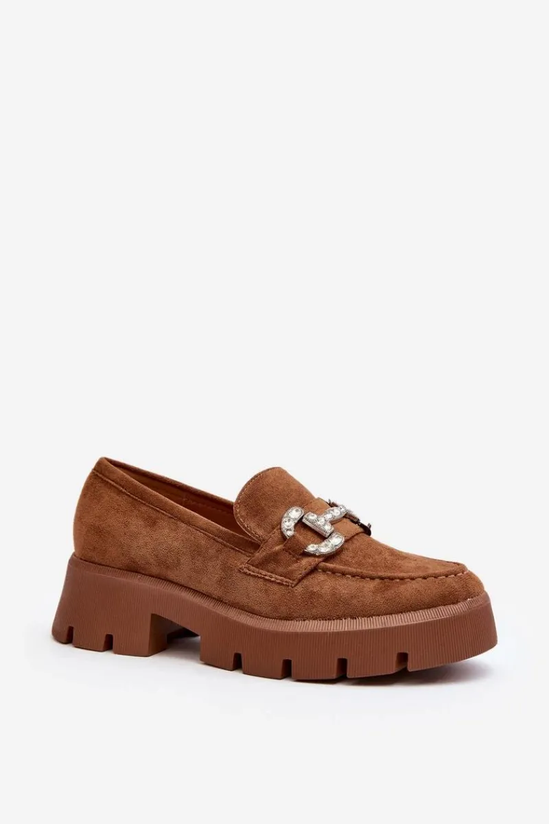 Best Boto Damskie Mokasyny Z Ozdobą Camel Ellise