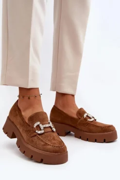 Best Boto Damskie Mokasyny Z Ozdobą Camel Ellise
