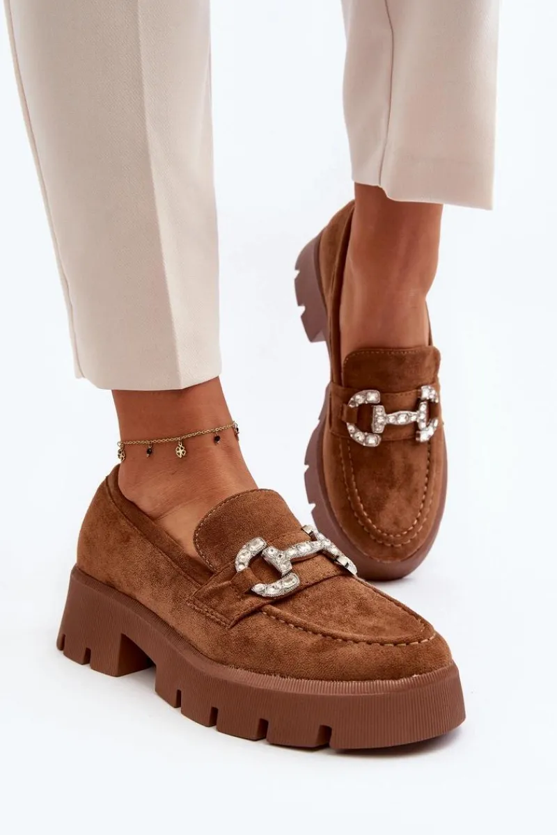 Best Boto Damskie Mokasyny Z Ozdobą Camel Ellise