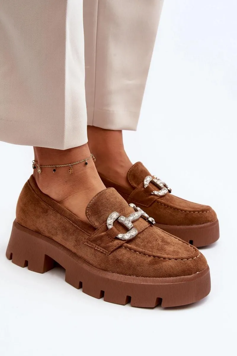Best Boto Damskie Mokasyny Z Ozdobą Camel Ellise
