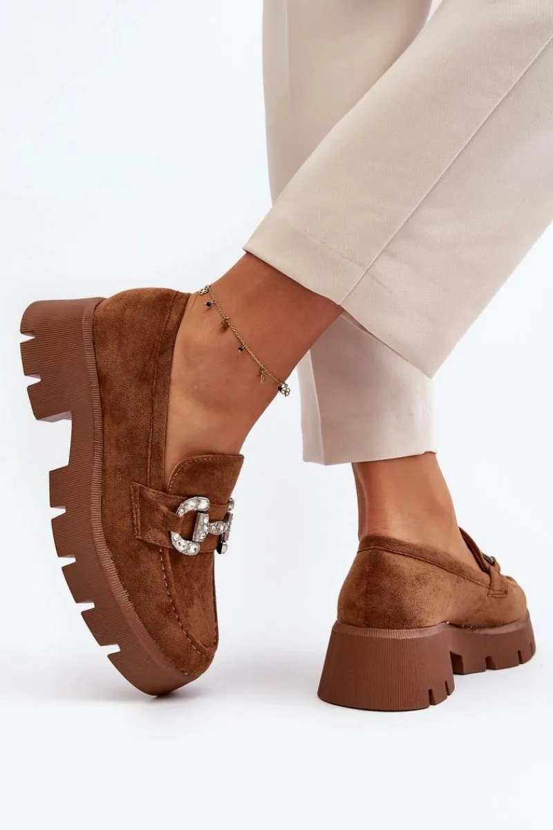 Best Boto Damskie Mokasyny Z Ozdobą Camel Ellise