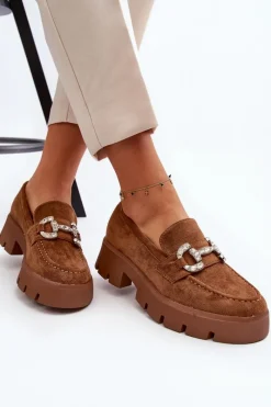 Best Boto Damskie Mokasyny Z Ozdobą Camel Ellise