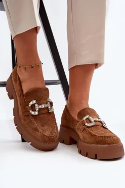 Best Boto Damskie Mokasyny Z Ozdobą Camel Ellise