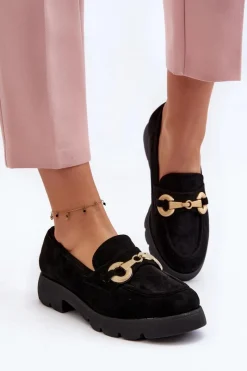 Clearance Boto Damskie Mokasyny Z Ozdobą Czarne Railenes