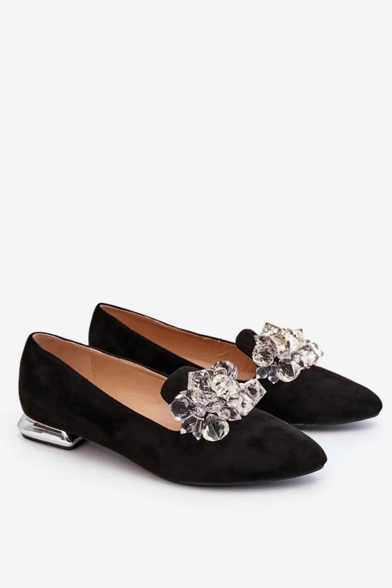 Hot Boto Damskie Mokasyny Z Ozdobami Na Płaskim Obcasie Czarne Sloane
