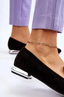 Hot Boto Damskie Mokasyny Z Ozdobami Na Płaskim Obcasie Czarne Sloane