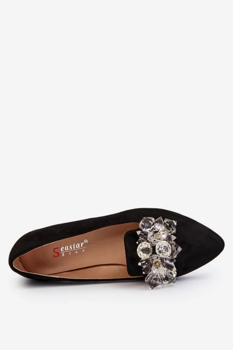 Hot Boto Damskie Mokasyny Z Ozdobami Na Płaskim Obcasie Czarne Sloane