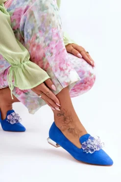 Online Damskie Mokasyny Z Ozdobami Na Płaskim Obcasie Niebieskie Sloane Damskie Mokasyny Damskie Zamszowe