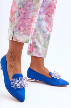 Online Damskie Mokasyny Z Ozdobami Na Płaskim Obcasie Niebieskie Sloane Damskie Mokasyny Damskie Zamszowe