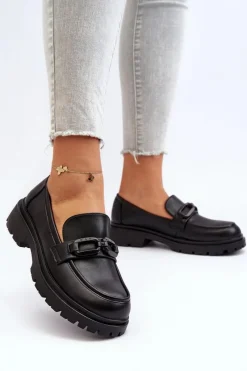 Outlet Damskie Mokasyny Ze Skóry Naturalnej Czarne Imbleria Damskie Mokasyny Damskie Skórzane|Mokasyny Na Platformie