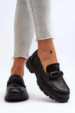 Outlet Damskie Mokasyny Ze Skóry Naturalnej Czarne Imbleria Damskie Mokasyny Damskie Skórzane|Mokasyny Na Platformie