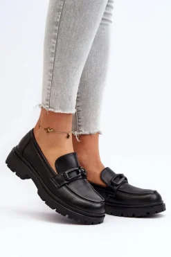 Outlet Damskie Mokasyny Ze Skóry Naturalnej Czarne Imbleria Damskie Mokasyny Damskie Skórzane|Mokasyny Na Platformie