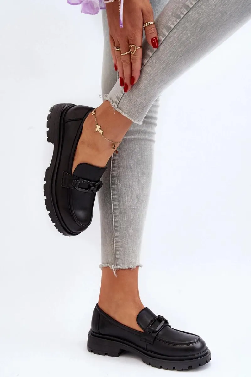 Outlet Damskie Mokasyny Ze Skóry Naturalnej Czarne Imbleria Damskie Mokasyny Damskie Skórzane|Mokasyny Na Platformie