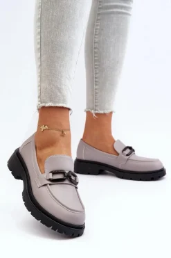 Mokasyny Damskie Skórzane|Mokasyny Na Platformie>Buty damskie Vinceza Damskie Mokasyny Ze Skóry Naturalnej Szare Imbleria