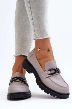 Mokasyny Damskie Skórzane|Mokasyny Na Platformie>Buty damskie Vinceza Damskie Mokasyny Ze Skóry Naturalnej Szare Imbleria