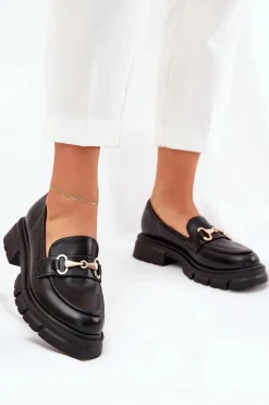 Online Damskie Mokasyny Ze Złotym Detalem Eko Skórzane Czarne Gemitha Damskie Mokasyny Płaskie|Mokasyny Damskie Skórzane