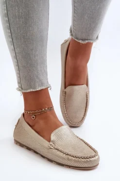 Boto Damskie Mokasyny Złote Ranica Złoty