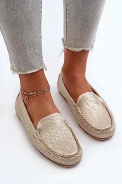 Boto Damskie Mokasyny Złote Ranica Złoty