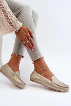 Boto Damskie Mokasyny Złote Ranica Złoty