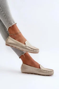 Boto Damskie Mokasyny Złote Ranica Złoty