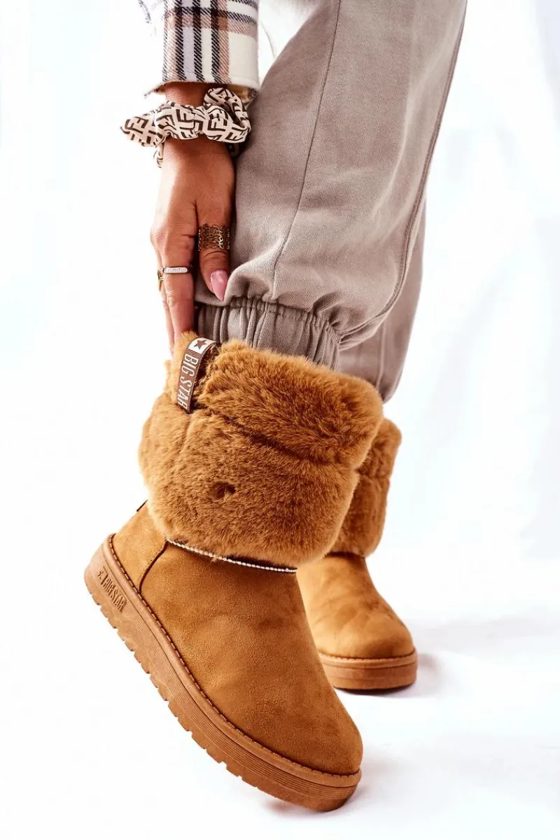 Śniegowce Damskie>Big Star Shoes Damskie Śniegowce Big Star II274127 Camel