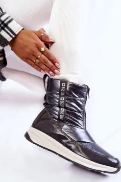 Discount Damskie Śniegowce Big Star KK274391 Ciemnoszare Damskie Śniegowce Damskie