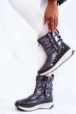 Discount Damskie Śniegowce Big Star KK274391 Ciemnoszare Damskie Śniegowce Damskie