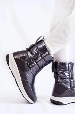 Discount Damskie Śniegowce Big Star KK274391 Ciemnoszare Damskie Śniegowce Damskie