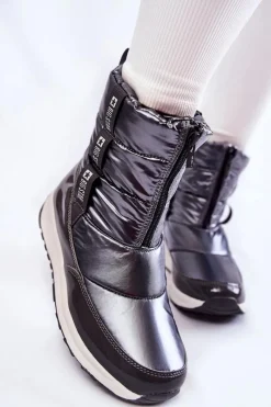 Discount Damskie Śniegowce Big Star KK274391 Ciemnoszare Damskie Śniegowce Damskie