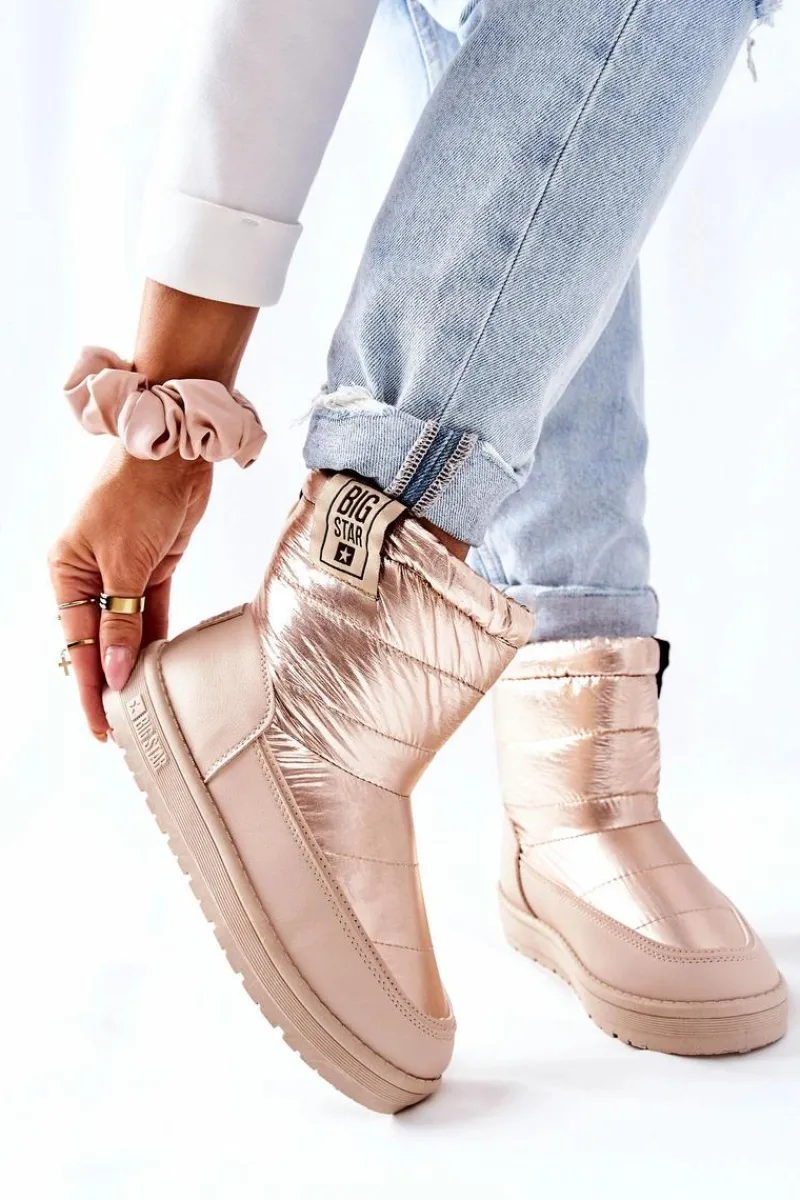 Outlet Damskie Śniegowce Big Star II274121 Beżowe Damskie Śniegowce Damskie