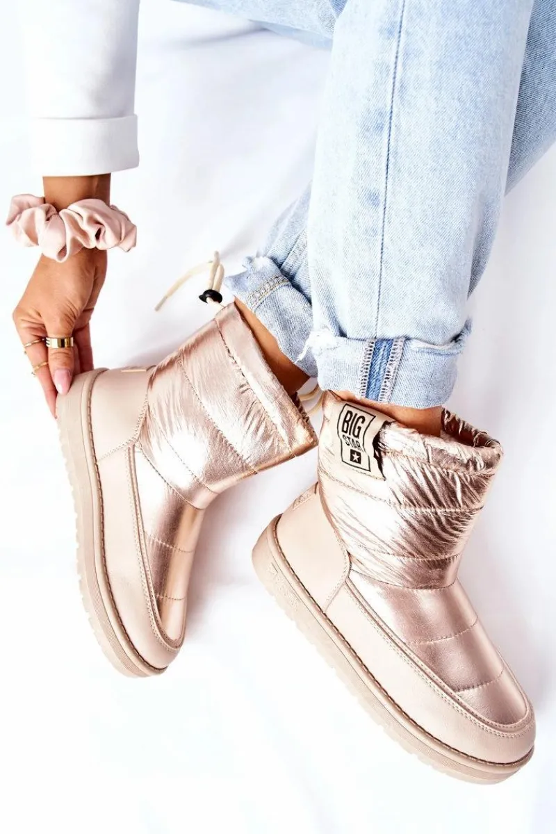 Outlet Damskie Śniegowce Big Star II274121 Beżowe Damskie Śniegowce Damskie