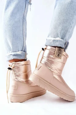 Outlet Damskie Śniegowce Big Star II274121 Beżowe Damskie Śniegowce Damskie