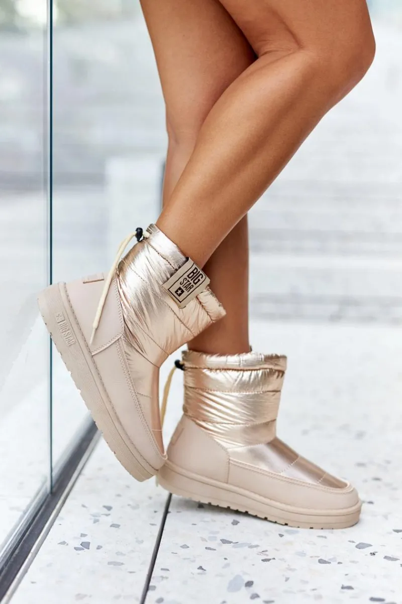 Outlet Damskie Śniegowce Big Star II274121 Beżowe Damskie Śniegowce Damskie