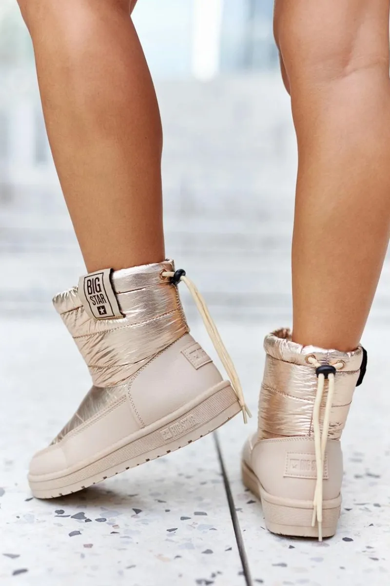 Outlet Damskie Śniegowce Big Star II274121 Beżowe Damskie Śniegowce Damskie