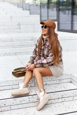 Outlet Damskie Śniegowce Big Star II274121 Beżowe Damskie Śniegowce Damskie