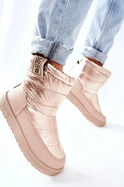 Outlet Damskie Śniegowce Big Star II274121 Beżowe Damskie Śniegowce Damskie