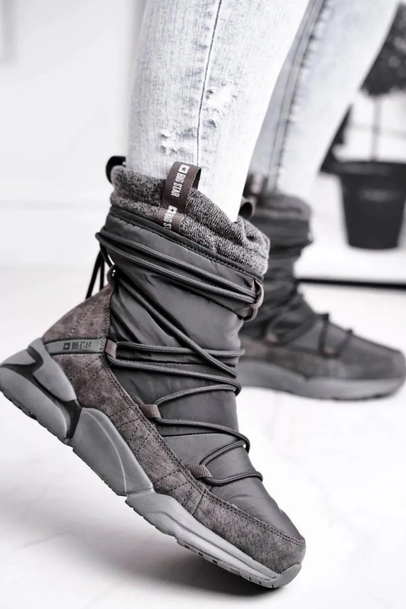 Sale Damskie Śniegowce Big Star Szare GG274629 Damskie Śniegowce Damskie