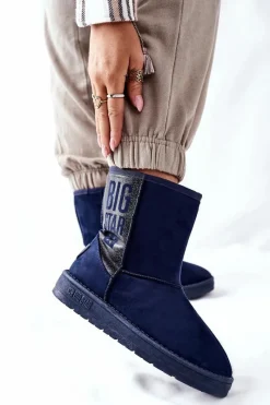 Sale Damskie Śniegowce Big Star EE274416 Granatowe Damskie Śniegowce Damskie