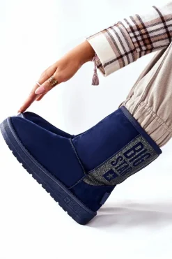 Sale Damskie Śniegowce Big Star EE274416 Granatowe Damskie Śniegowce Damskie