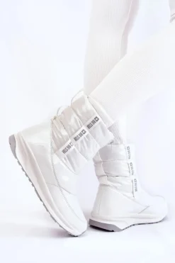 Best Big Star Shoes Damskie Śniegowce Big Star KK274393 Białe
