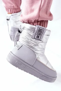 Sale Big Star Shoes Damskie Śniegowce Big Star II274118 Srebrne Srebrny